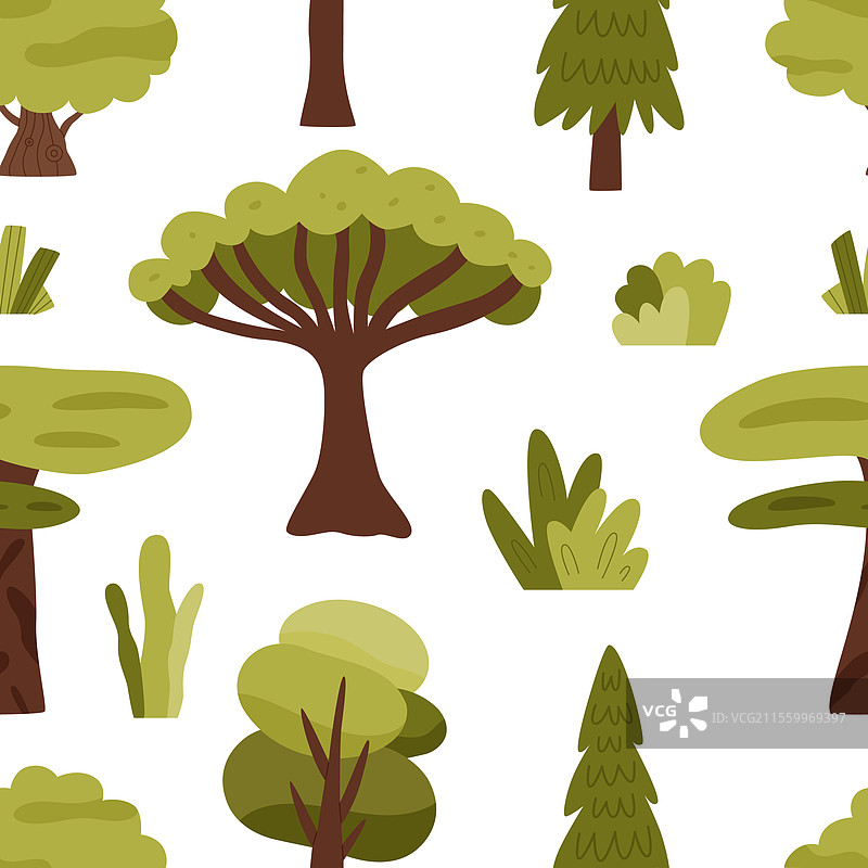 平坦的夏季森林无缝图案图片素材