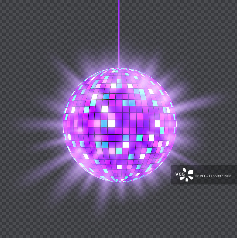 明亮发光的霓虹迪斯科球图片素材