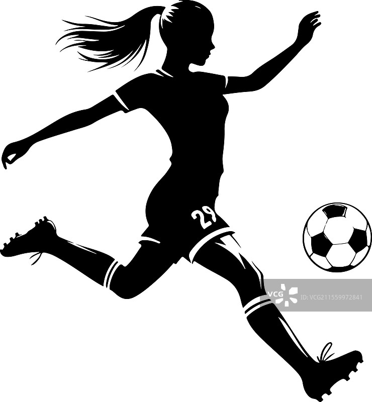 女性足球运动员剪影艺术设计图片素材