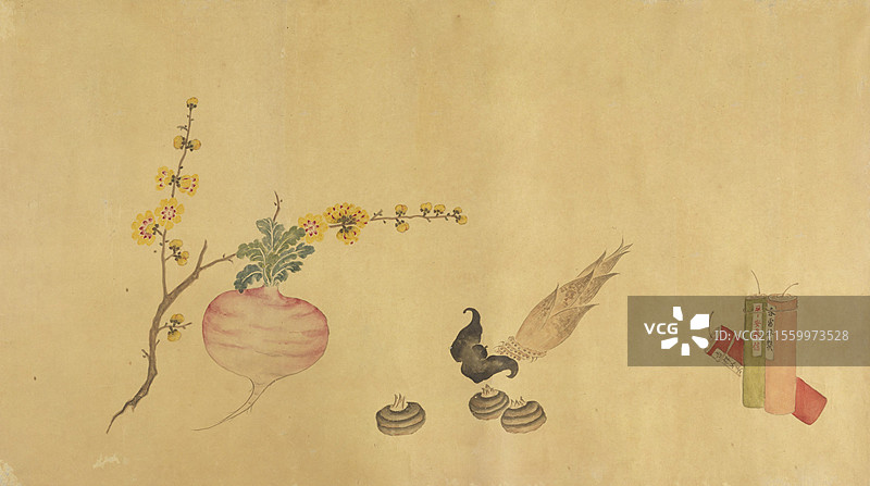 中国古代绘画艺术，清代，清供图图片素材