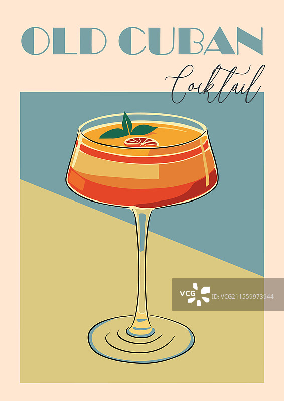 复古风格的古巴鸡尾酒海报图片素材