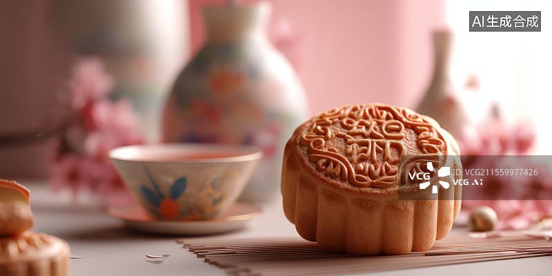 【AI数字艺术】传统月饼静物场景图图片素材