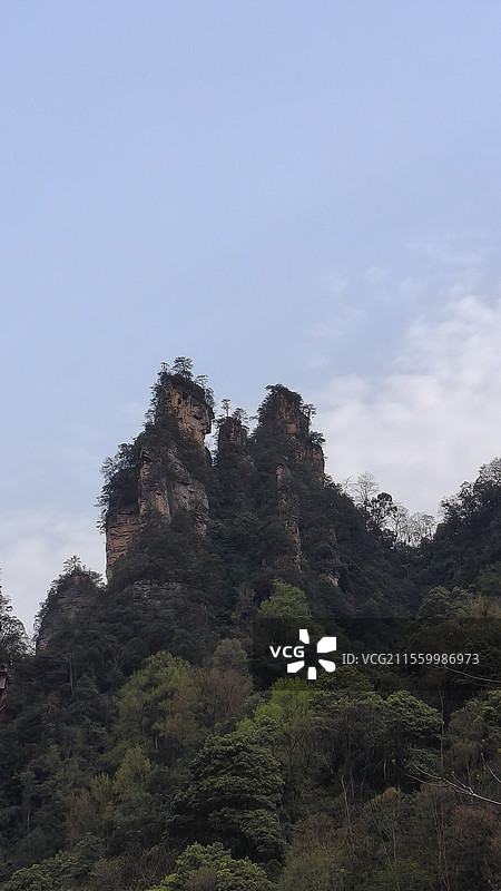 湖南张家界山林间奇特造型的山峰风景图片素材