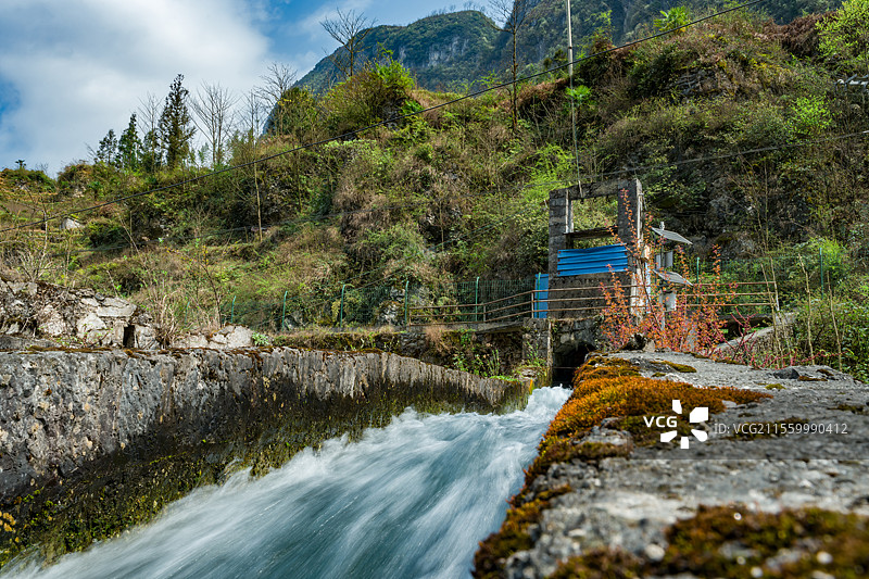 云南省大关县出水堰水利工程图片素材