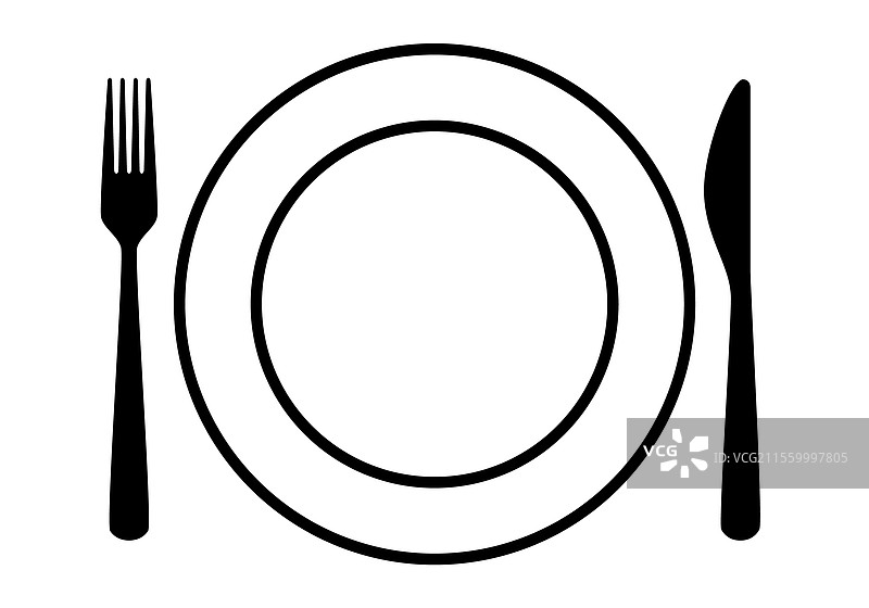 餐具摆放 - 叉子、刀子和盘子图片素材