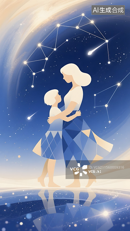 【AI数字艺术】母亲节母爱插画图片素材