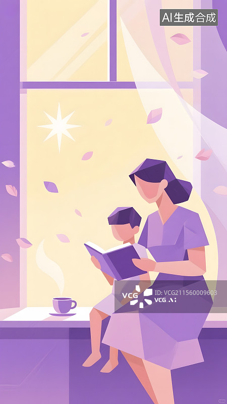 【AI数字艺术】母亲节母爱插画图片素材