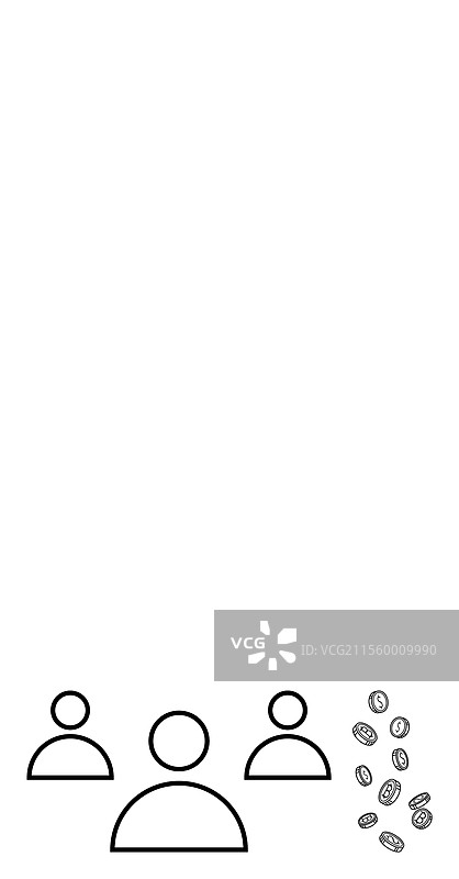 分散硬币的合作小组图片素材