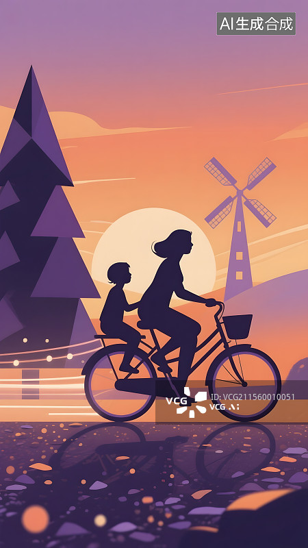 【AI数字艺术】母亲节母爱插画图片素材