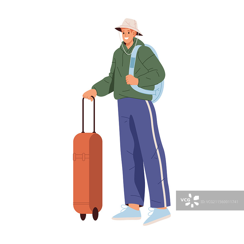 提着行李的旅行者走在乘客旁边图片素材