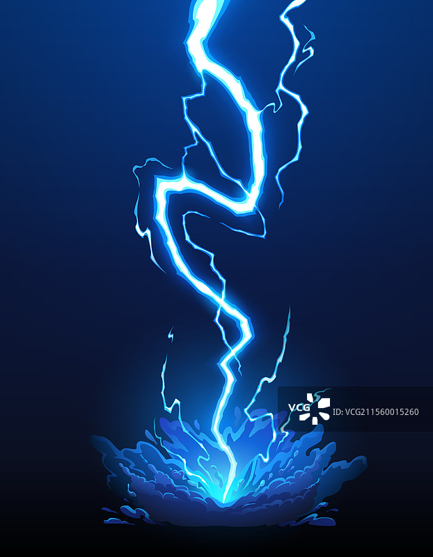卡通蓝色闪电雷电图片素材