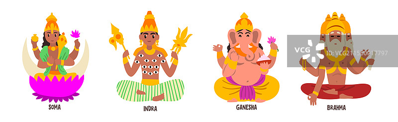古印度印度教神祇套装图片素材