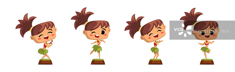 穿着裙子的夏威夷女孩角色在跳舞图片素材