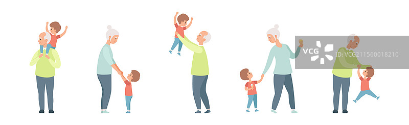 祖父母与男孩共度时光的场景图片素材