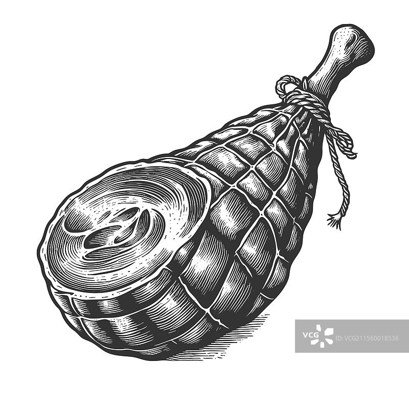 烟熏火腿、哈蒙和装饰的雕刻图案图片素材
