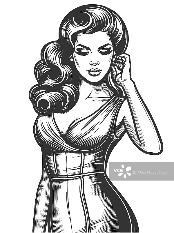 拥有迷人发型的女性雕刻作品图片素材