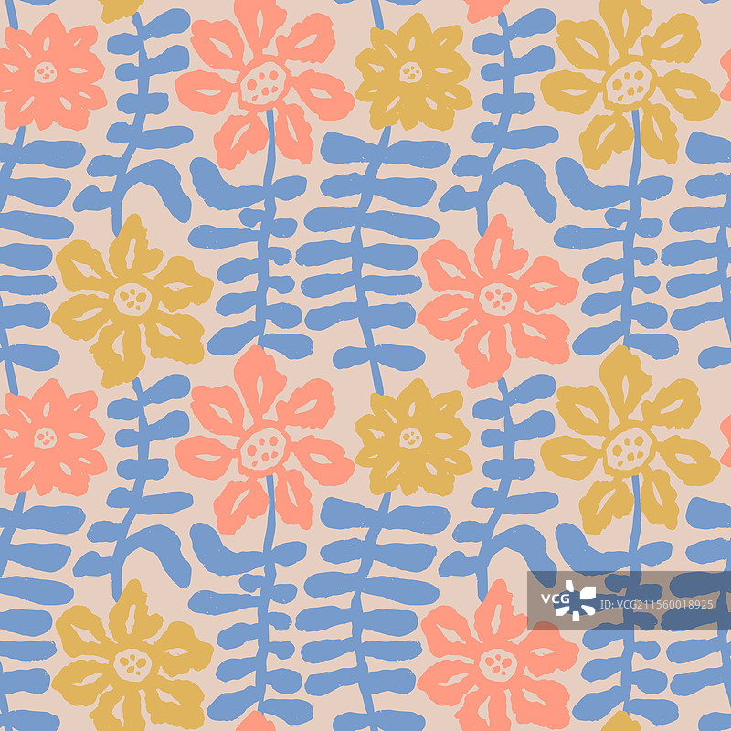 彩色粉彩小花无缝图案图片素材