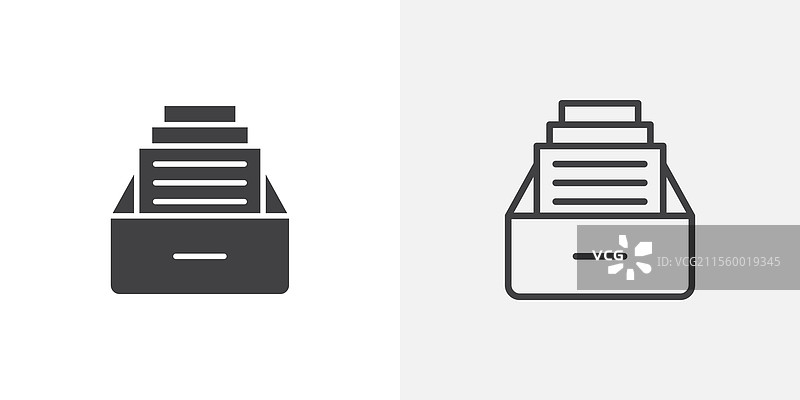 黑色填充和线条版本的档案图标图片素材