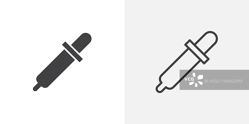 黑色填充和线条版本的滴管图标图片素材