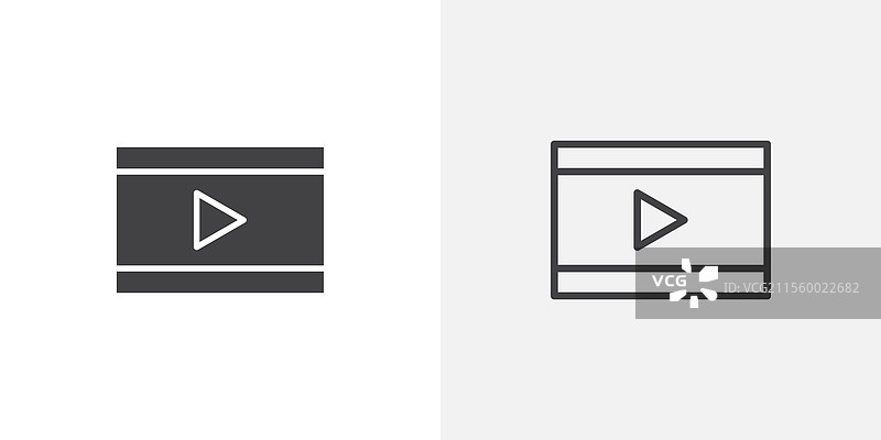 黑色填充和线条版本的电影图标图片素材