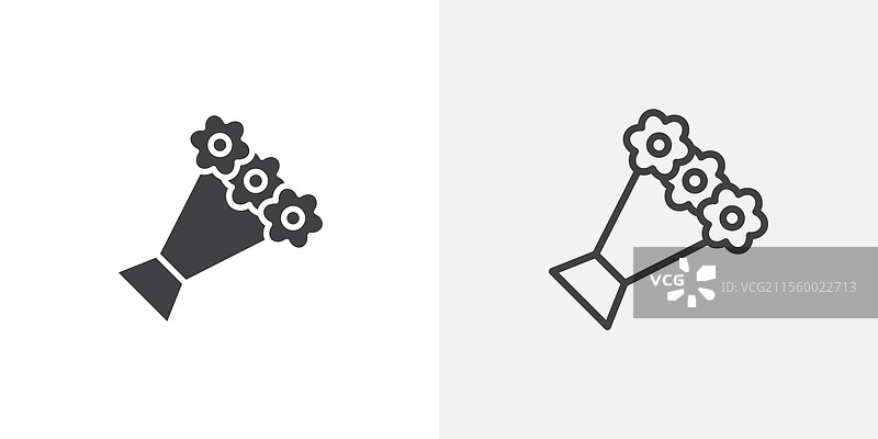 黑色填充和线条的花束图标图片素材