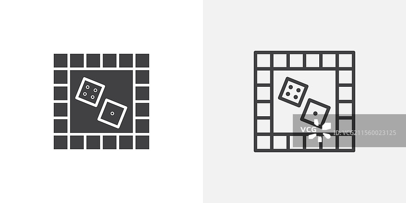 黑色填充和线条版本的游戏棋盘图标图片素材