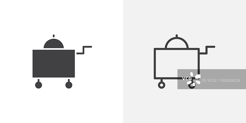 黑色填充和线条的客房服务图标图片素材