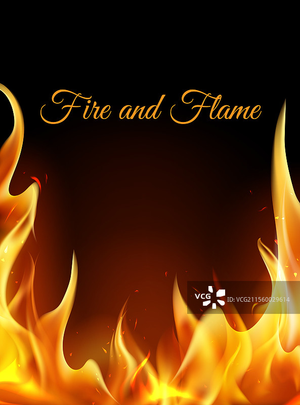 逼真的火焰和效果竖幅横幅图片素材