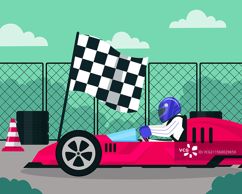 平面风格的赛车比赛构图图片素材