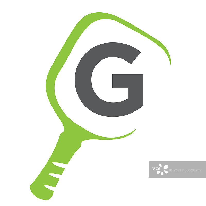 以字母G为概念的乒乓球标志与腌黄瓜结合图片素材