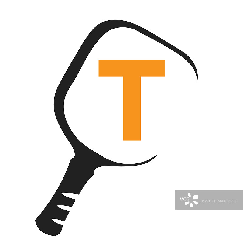 以腌黄瓜为主题的字母T概念的乒乓球标志图片素材