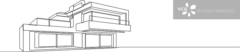 一笔连画的平顶房屋图片素材