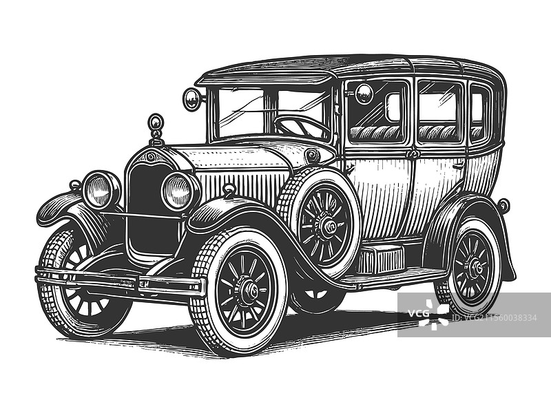 经典复古汽车雕刻图片素材
