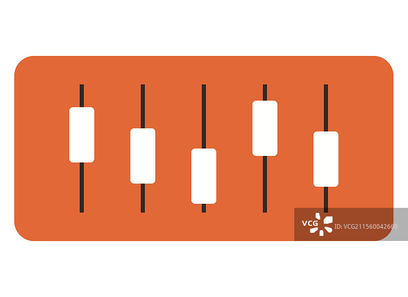 音频混音控制台滑块对齐在橙色上图片素材