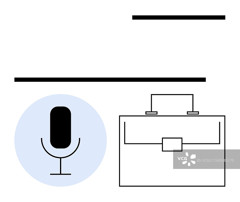 简约的麦克风和公文包设计传达图片素材