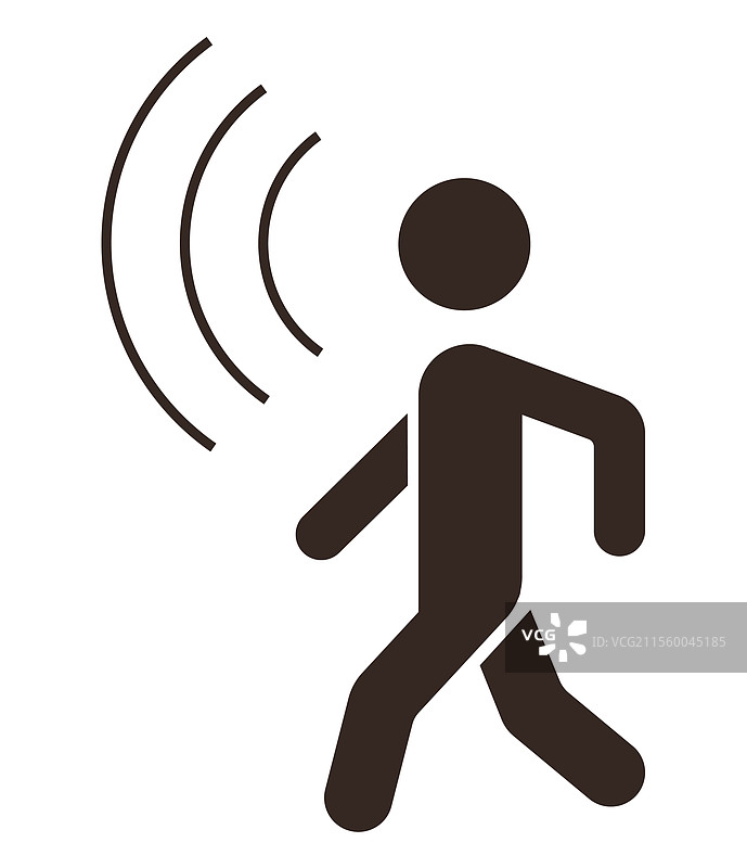 行走的人与指示运动的传感器波纹图片素材