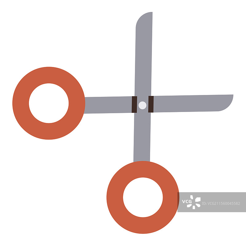 红色手柄的打开剪刀，锋利的灰色刀片图片素材