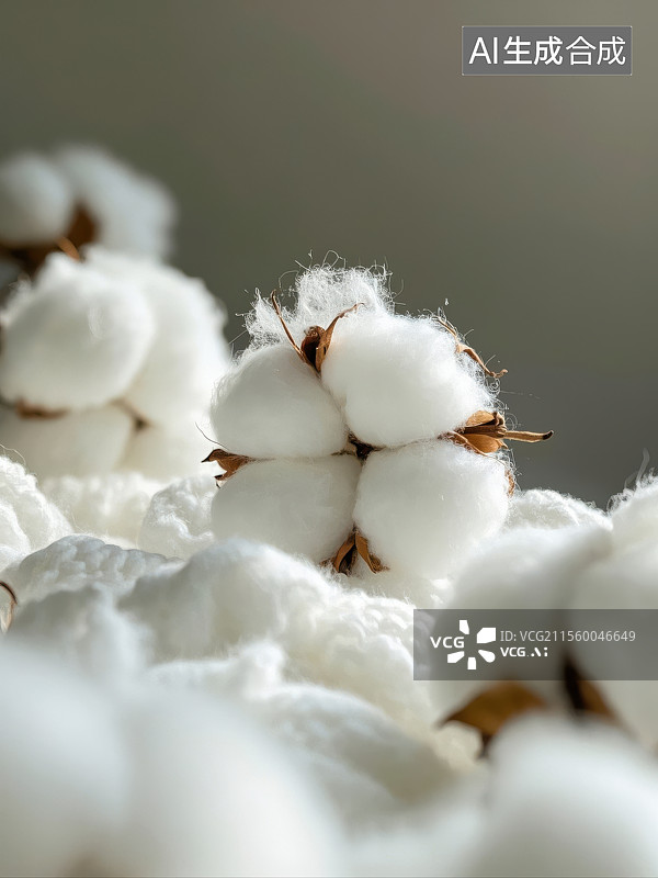 【AI数字艺术】洁白棉花特写图片素材