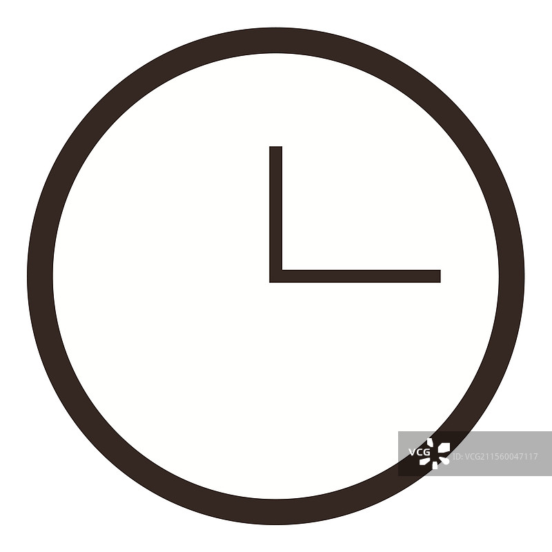 简约风格的时钟，配有简单的黑色框架和时针。图片素材