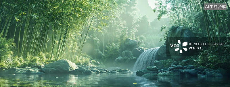 【AI数字艺术】新中式竹林背景图，清明节背景，竹林背景，竹林，中国文化，中国风图片素材