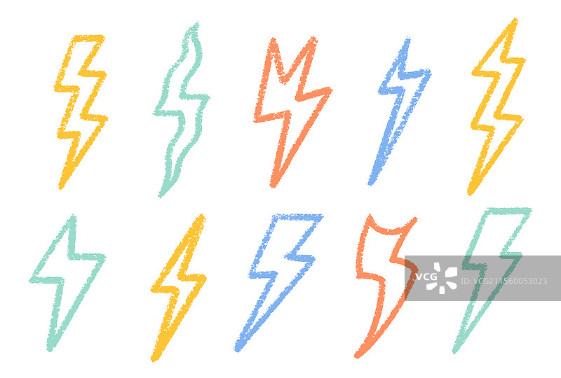 蜡笔闪电图案粉笔涂鸦图片素材