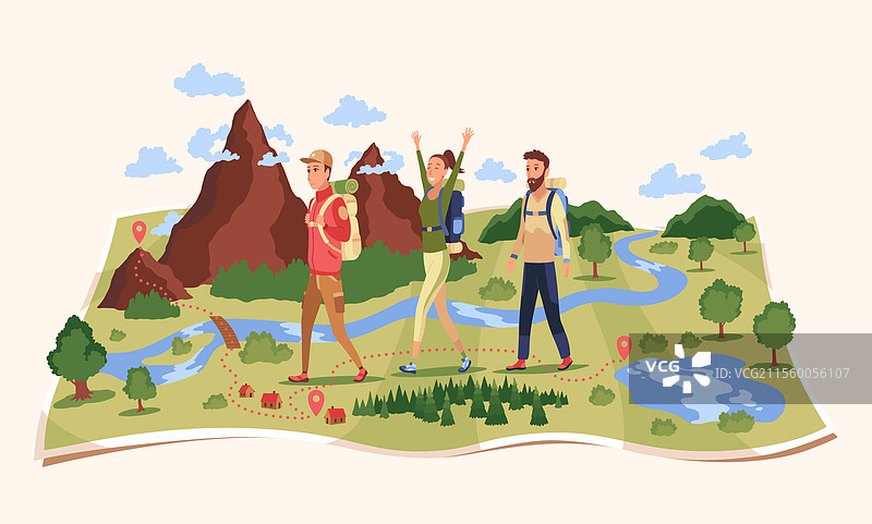 背包客在地图上旅行图片素材