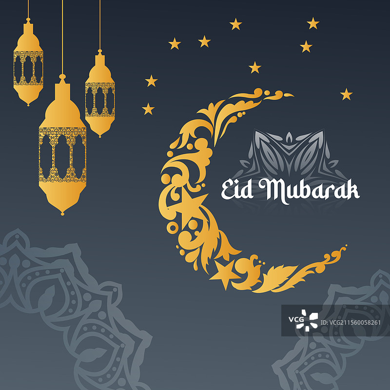 独特的开斋节穆斯林贺卡图片素材