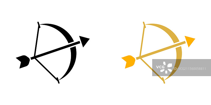黑色和彩色版本的弓箭图标包图片素材