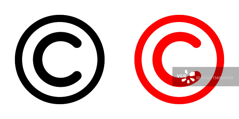 黑色和彩色版本的版权图标包图片素材