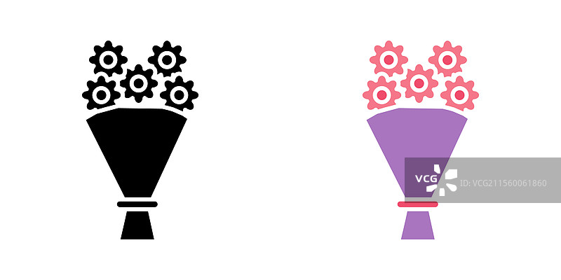 黑色和彩色花束图标包图片素材