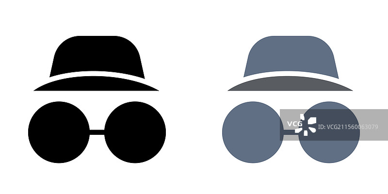 隐身图标包，包含黑色和彩色版本图片素材