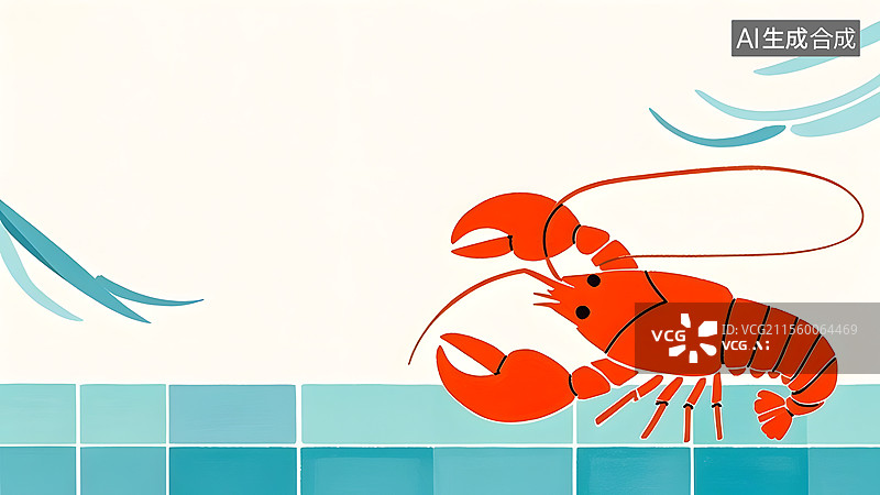【AI数字艺术】2D卡通龙虾趣味绘本插画右下图片素材