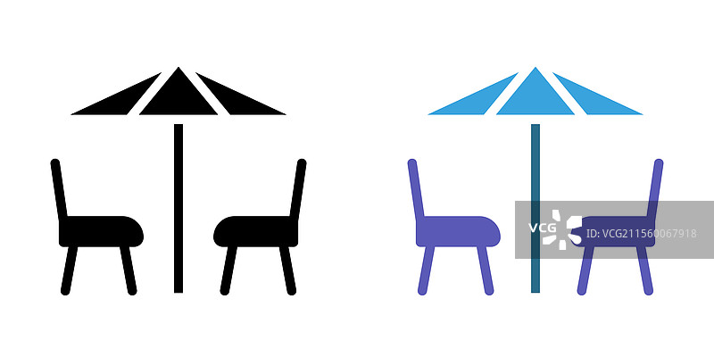 露台图标包，包括黑色和彩色版本图片素材