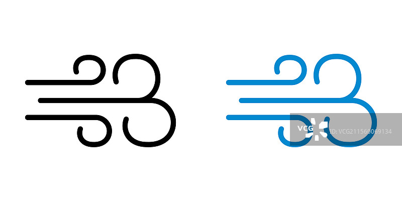 黑色和彩色版本的风图标包图片素材